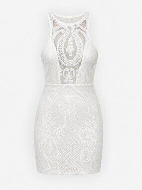 Club L London White Sequin Mini Dress - xs
